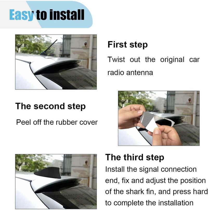 LHDOS Car Shark Fin Antenna Cover, Plastic Automotive Signal Roof Aerial Cover with Adhesive Tape, Universal Roof Mount Antenna Replacement Vehicle Decorative Cover for Car Truck SUV (Black) - Image 4